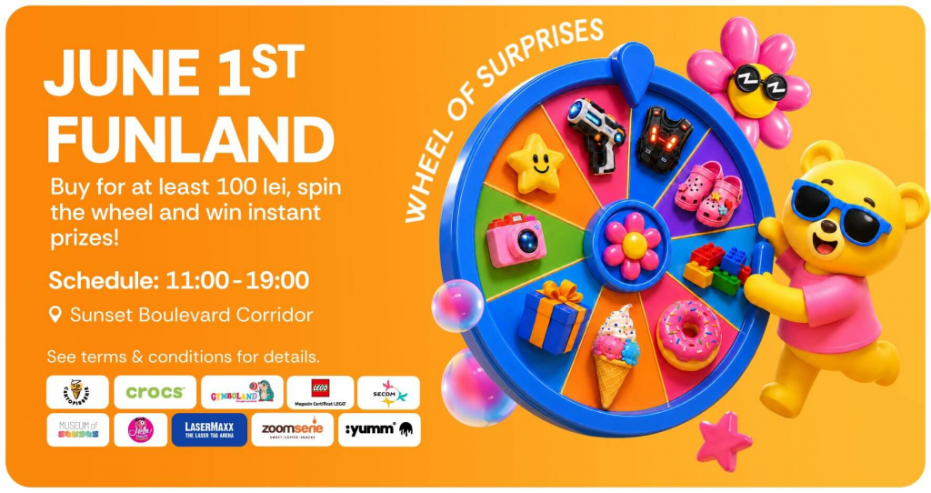 June 1st Funland: spin the Wheel of Surprises and win instant prizes!